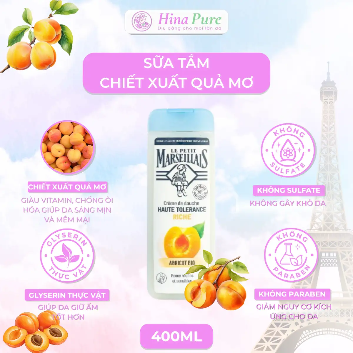 Sữa tắm chiết xuất quả mơ 400ml