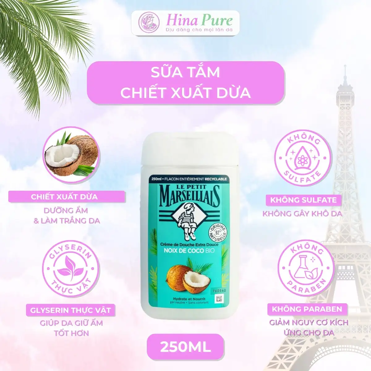 Sữa tắm Le Petit Marseillais chiết xuất dừa